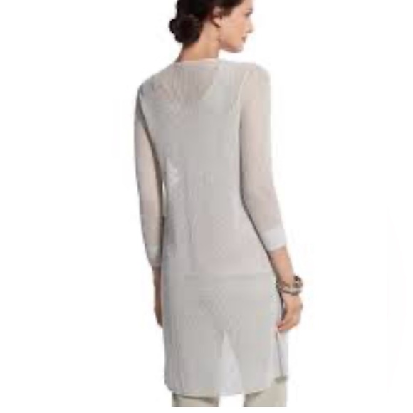 CHICO'S NWT Travelers Silver Metallic Open Front Party Evening Duster Cardigan L - Picture 3 of 16